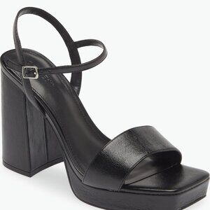 Open Edit Noella Ankle Strap Platform Sandal Size 6 Black